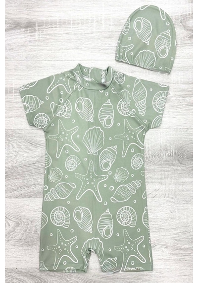 My Kids Wear Boneli ,pervaz Fermuarlı ,güneş Korumalı Erkek Çocuk Tulum Mayo Sarı - Kırmızı
