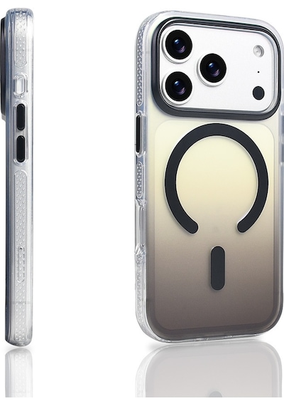 Apple Uyumlu iPhone 17 Pro Kılıf M-safe Şarj Özellikli Transparan Renk Geçişli Zore Toros Kapak Turuncu