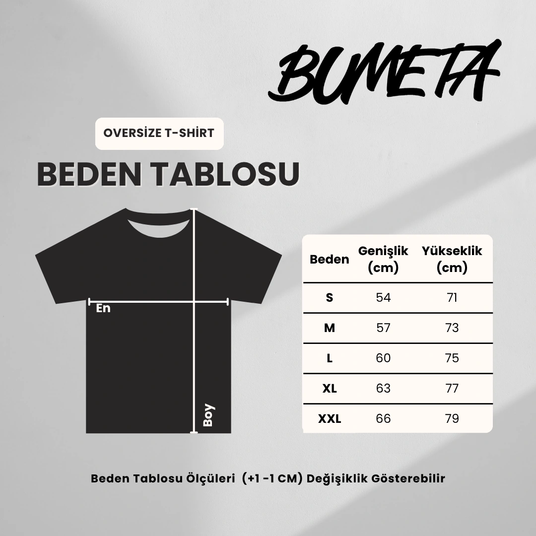 Bumeta Minimize Oversize Unisex Tişört T-shirt Siyah