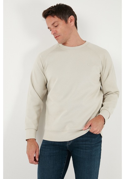 Buratti Streç Pamuklu Relaxed Fit Bisiklet Yaka Erkek Sweat 5901210 Taş