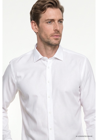 Ac&co Erkek Beyaz Non-ıron Ütü Gerektirmeyen %100 Pamuk Slim Fit Dar Kesim Klasik Yaka Gömlek