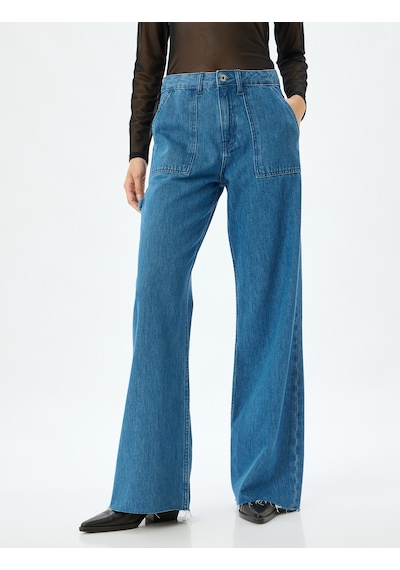Koton Geniş Paça Kot Pantolon Cep Detaylı Normal Bel Kesik Paça Pamuklu - Wide Leg Jeans Orta İndigo 5wal40074md Indigo İndigo Koton Geniş Paça Kot Pantolon Cep Detaylı Normal Bel Kesik Paça Pamuklu - Wide Leg Jeans Orta İndigo 5wal40074md Indigo İndigo