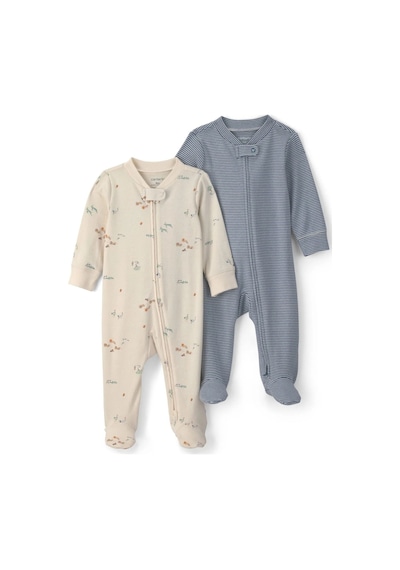 Carter's Erkek Bebek Layette 2'li Fermuarlı Patikli Tulum Set Ren renkli