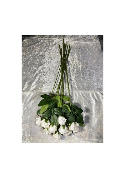 Kaliteli 10 Lu Kırmızı Yapay Kadife Gül Ev Vazo Dekor Süsü Özel Gün Çiçeği Yapay Çiçek 45-50 Cm Beyaz - 929118804 Beyaz