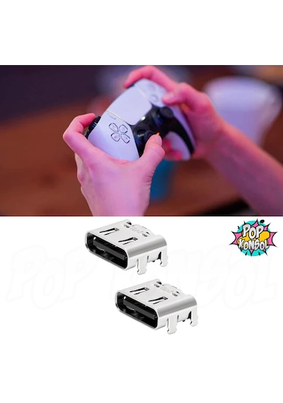 Ps5 Type-c Şarj Soketi Playstation 5 Dualsense Kol Yedek Parça 2 Adet Açık Gri