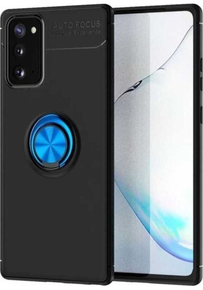 Galaxy Note 20 Kılıf Zore Ravel Silikon Kapak Siyah-Mavi