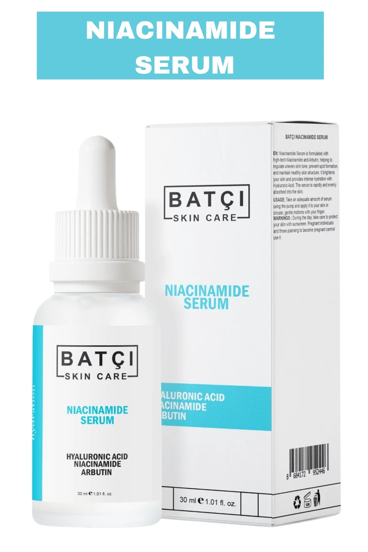 Nemlendirici Ve Aydınlatıcı Hyalüronik Asit, Arbutin, Niacinamide Serumu - 30ml