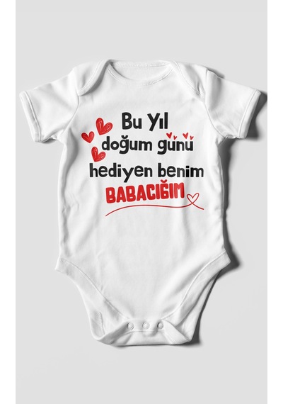 Morivokids Babaya Özel Kısa Kollu Bebek Body %100 Pamuk Zbn296-kk Beyaz