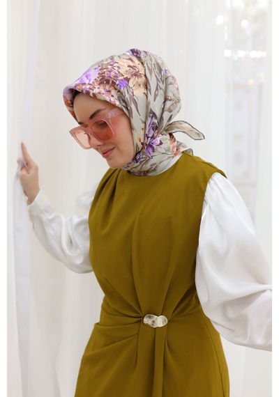 Silk Home Twill İpek Eşarp 11457-08 Gri, Gümüş, Leylak, Turuncu