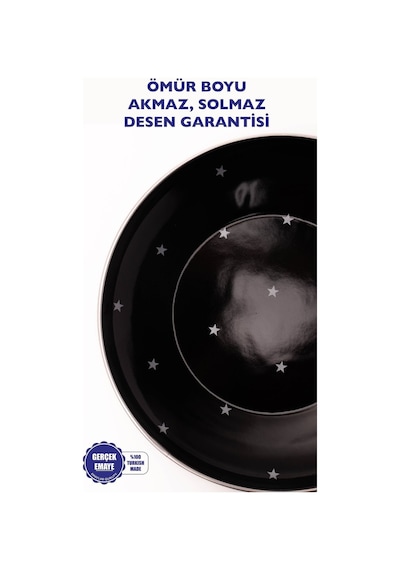 Star Emaye Pasta/sunum Tabağı 21cm Siyah - Gümüş