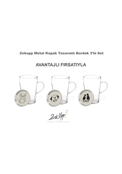 Zekupp Termos Bardak Metal Kapak 3'lü Set