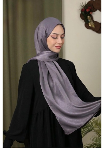 Flora Tekstil Abiye Parlak Bambu İpek Şal Koyu Gri