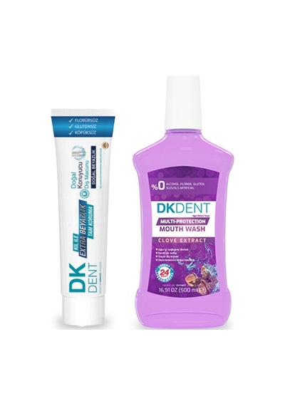 Dermokil Dk Dent Karanfil Özlü Ağız Bakım Suyu 500 ML + Kil İle Ekstra Beyazlık Tam Koruma Diş Macunu 75 ML