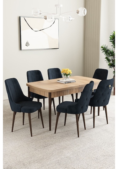 Clara Meşe Desen 80x132 Açılabilir Mdf Masa Yemek Odası Takımı,mutfak Takımı 6 Adet Sandalye Antrasit Clara Meşe Desen 80x132 Açılabilir Mdf Masa Yemek Odası Takımı,mutfak Takımı 6 Adet Sandalye Antrasit