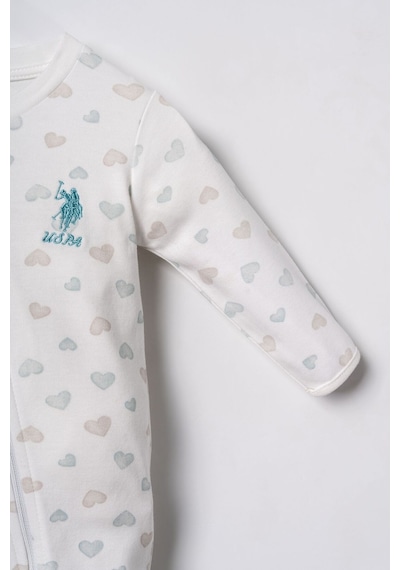 U.S. Polo Assn. Baskılı Kız Bebek Cute Hearts Beyaz Tulum Usb3202-c-v1 Usb3202-c-v1
