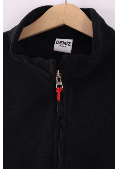 Monox Çocuk Unisex Parmak Geçmeli Polar Ceket Siyah