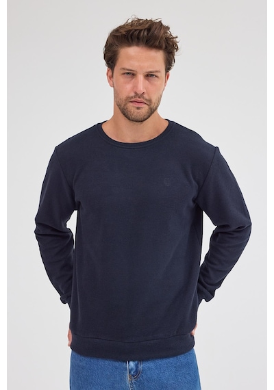 Mmetalic Erkek Lacivert Standart Fit Normal Kesim Pamuklu Basic Bisiklet Yaka Sweatshirt Mtlce113-lacivert Lacivert