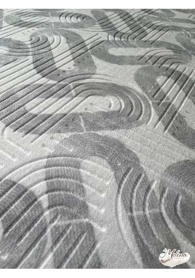 Konak Halı Modern Gri Soyut Desenli Emboss Premium Salon Halısı Saçaklı Gri