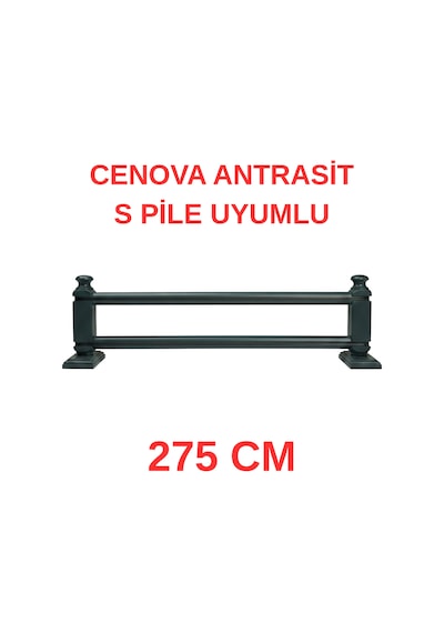 Cenova S Pile Ve Perde Düğmesi Uyumlu Çetray Çift Raylı Modern Ahşap Rustik Antrasit 275 Cm Antrasit
