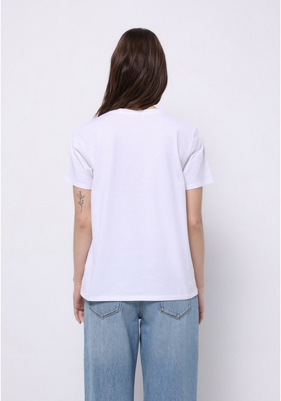 Colins Regular Fit Yuvarlak Yaka Baskılı Kadın Beyaz Kısa Kol Tişört Cl1074309 Q1.v2 Wht Beyaz