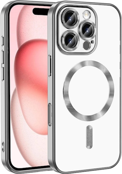 Apple Uyumlu iPhone 16 Pro Max Kılıf Kamera Korumalı Magsafe Wireless Şarj Özellikli Tchs Demre Kapak - Gümüş Gümüş