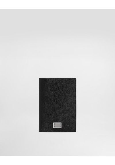 Dolce & Gabbana Logo Calfskin Passport Cover Siyah