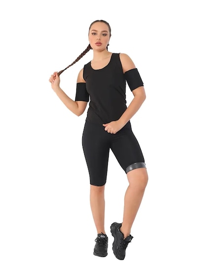 Enenstyle Fashıon Boutıque Termal Sauna Şort Atlet Takım Siyah