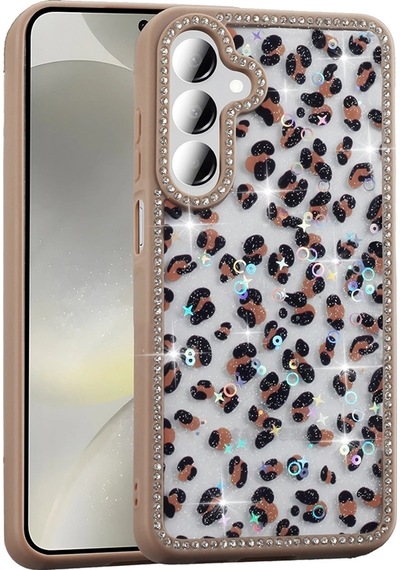 Samsung Uyumlu Galaxy A26 Kılıf Taşlı Ve Simli Tasarım Zore Azra Kapak Gold