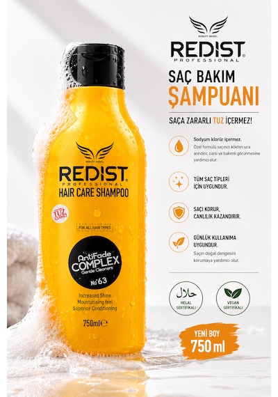 Redist Profesyonel Saç Bakım Seti Tuzsuz Şampuan 750 Ml + Avokadolu Saç Bakım Kremi 750 Ml Tüm Saç Tipleri