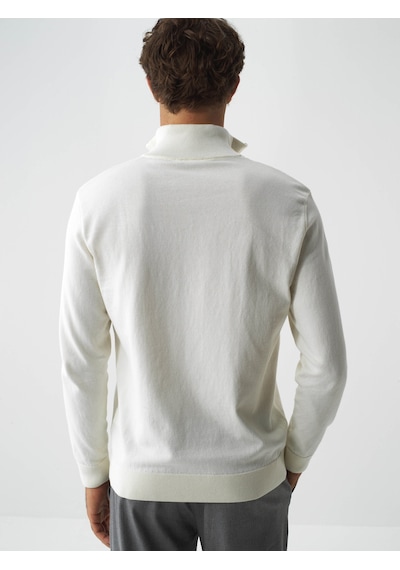 Xint Ekru Pamuk Dokulu Regular Fit Kazak 801866