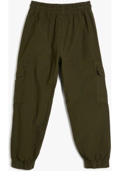 Koton Basic Jogger Pantolon Beli Bağlamalı Pamuklu Haki 4skb40021tw 4SKB40021TW853 Haki