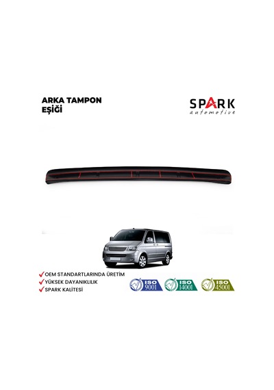Volkswagen Transporter T5 2003-2009 Yıl Aralığı Uyumlu Arka Tampon Eşiği Parlak Siyah