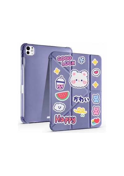 İpad Pro 11 M4 / M5 2024 2025 11 Inç Uyumlu Kalem Bölmeli Kawaii Origami Standlı Uyuku Modlu Tablet Kılıfı Arka Kapak