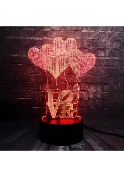3d Dokunmatik Led Gece Lambası Pilli & Usb Bağlantılı Renk Değiştiren Masaüstü Kalp Love Şekilli Siyah