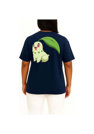 Bahriyeli Collection Oversize Chikorita Cep Ve Sırt Tasarımlı Unisex T-shirt Lacivert