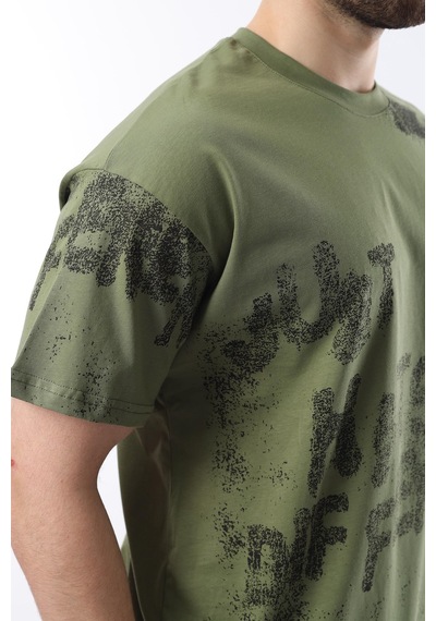 Madmext Haki Baskılı Erkek T-shirt E7115 Haki