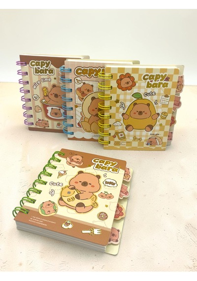 Capy Bara Not Defteri - Mini Telli A7 Not Defteri - Yeşil
