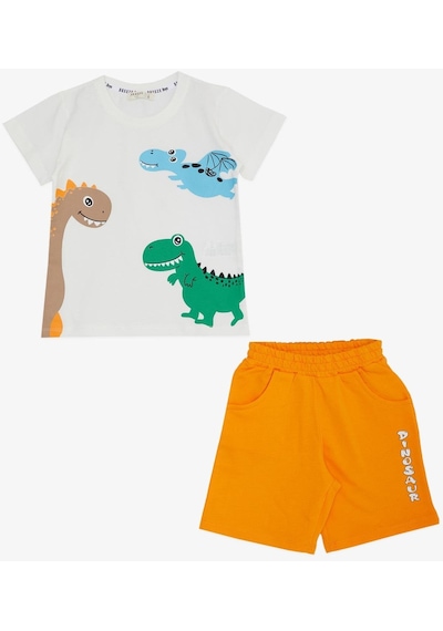 Breeze Erkek Çocuk Şortlu Takım Sevimli Dinozor Arkadaşlar Baskılı 1.5 - 5 Yaş Beyaz Breeze Erkek Çocuk Şortlu Takım Sevimli Dinozor Arkadaşlar Baskılı 1.5 - 5 Yaş Beyaz