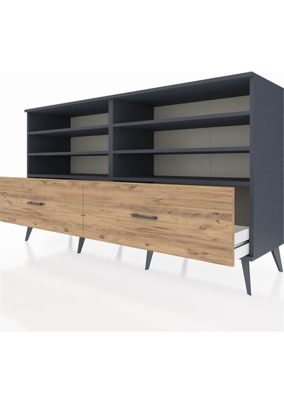 Hyperion Konsol 6 Raflı 2 Çekmeceli 176x44x99 Antrasit-antrasit/ Antrasit-antrasit/çam Hyperion Konsol 6 Raflı 2 Çekmeceli 176x44x99 Antrasit-antrasit/ Antrasit-antrasit/çam