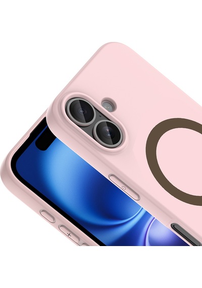 iPhone Uyumlu 16 Kılıf M-safe Şarj Özellikli Mbfx Aris Silikon Kapak - Açık Pembe Çok Renkli