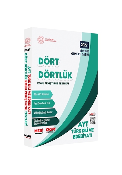 2027 YKS-ayt Mebi-ogm Dört Dörtlük Türk Dili Edebiyatı Pekiştirme Testi Soru Bankası Baskı Ücreti