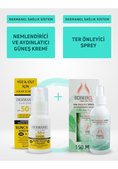 Dermanel Nemlendirici Ve Aydınlatıcı Güneş Kremi 50 ML + Dermanel Ter Önleyici Sprey 150 ML