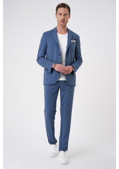 Efor Comfort Fit Mono Yaka Çift Yırtmaç Torba Cep Kendinden Desenli Casual İndigo Ceket C 706 Indıgo Efor Comfort Fit Mono Yaka Çift Yırtmaç Torba Cep Kendinden Desenli Casual İndigo Ceket C 706 Indıgo