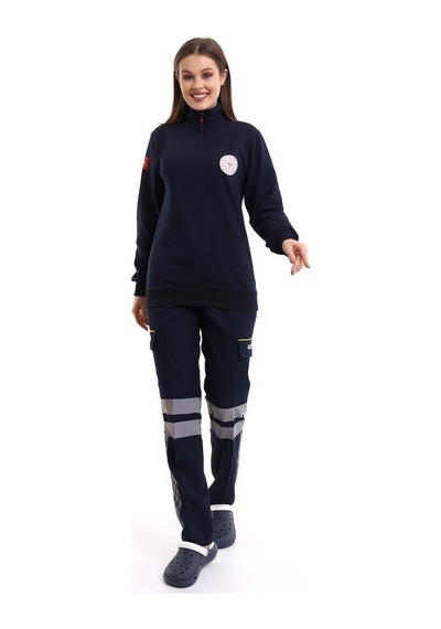 Paramedik Sweatshırt Kışlık Balıkçı Yaka Lacivert-7348