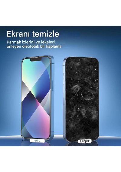 3'lü Paket Apple Uyumlu iPhone 13 / Apple Uyumlu iPhone 14 9h Temperli Cam Ekran Koruyucu 3 Adet