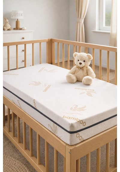 10cm Süngerli Bebek Çocuk Beşik Yatağı Bambu 60x120 Yıkanabilir Kılıflı Park Yatak Oyun Parkı 60 x 120 CM