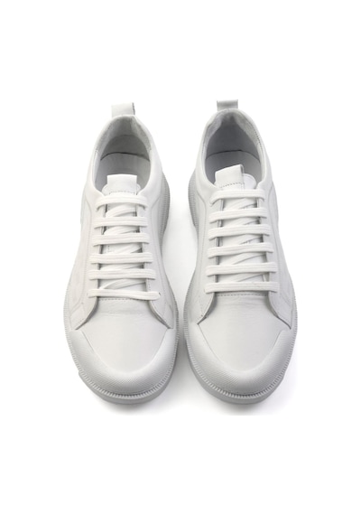 Bambi Beyaz Hakiki Deri Erkek Sneaker E01084240703 Beyaz