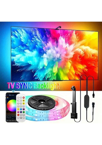 Monozone Ambiligt Rgb Tv Arkası Şerit Aydınlatmalı Uygulama Kumanda Kontrolü Sese Duyarlı 5metre