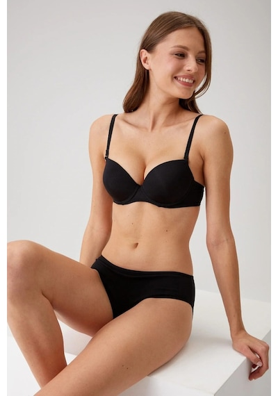 Pierre Cardin Kadın Siyah 6045 Milan Push Up Dolgulu Micro Sütyen Tak - Çıkar Askılı Siyah