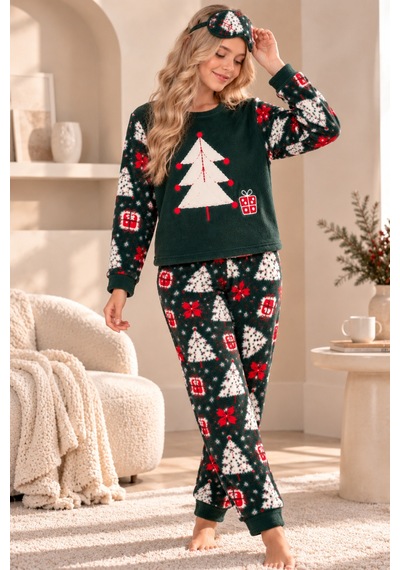 Free Beka Kız Çocuk Yılbaşı Desenli Yumuşak Kalın Kışlık Aplike Nakışlı Polar Pijama Takımı Ve Göz Bandı Sıcak Tutan Yeşil Free Beka Kız Çocuk Yılbaşı Desenli Yumuşak Kalın Kışlık Aplike Nakışlı Polar Pijama Takımı Ve Göz Bandı Sıcak Tutan Yeşil
